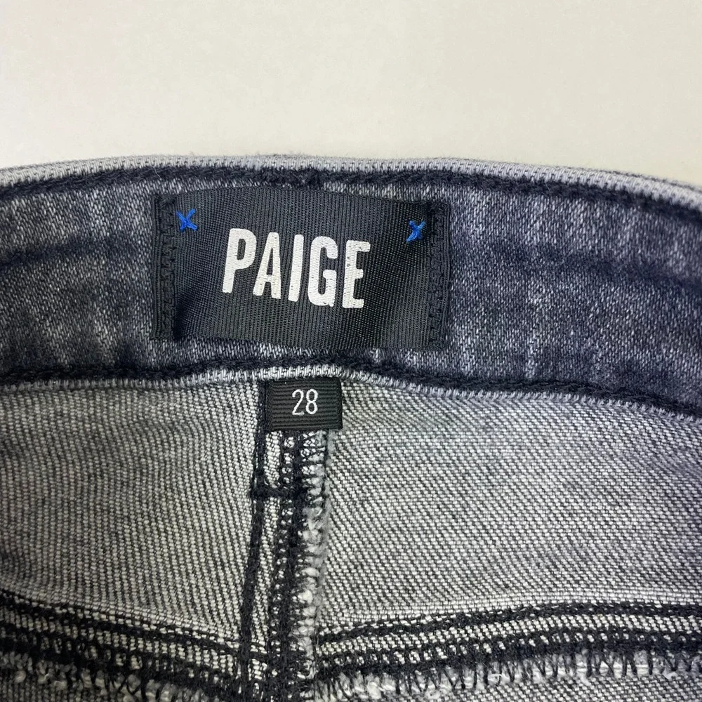 Paige Cindy High Rise Straight Leg Jeans 28 Ash Black Raw Hem Casual Grunge